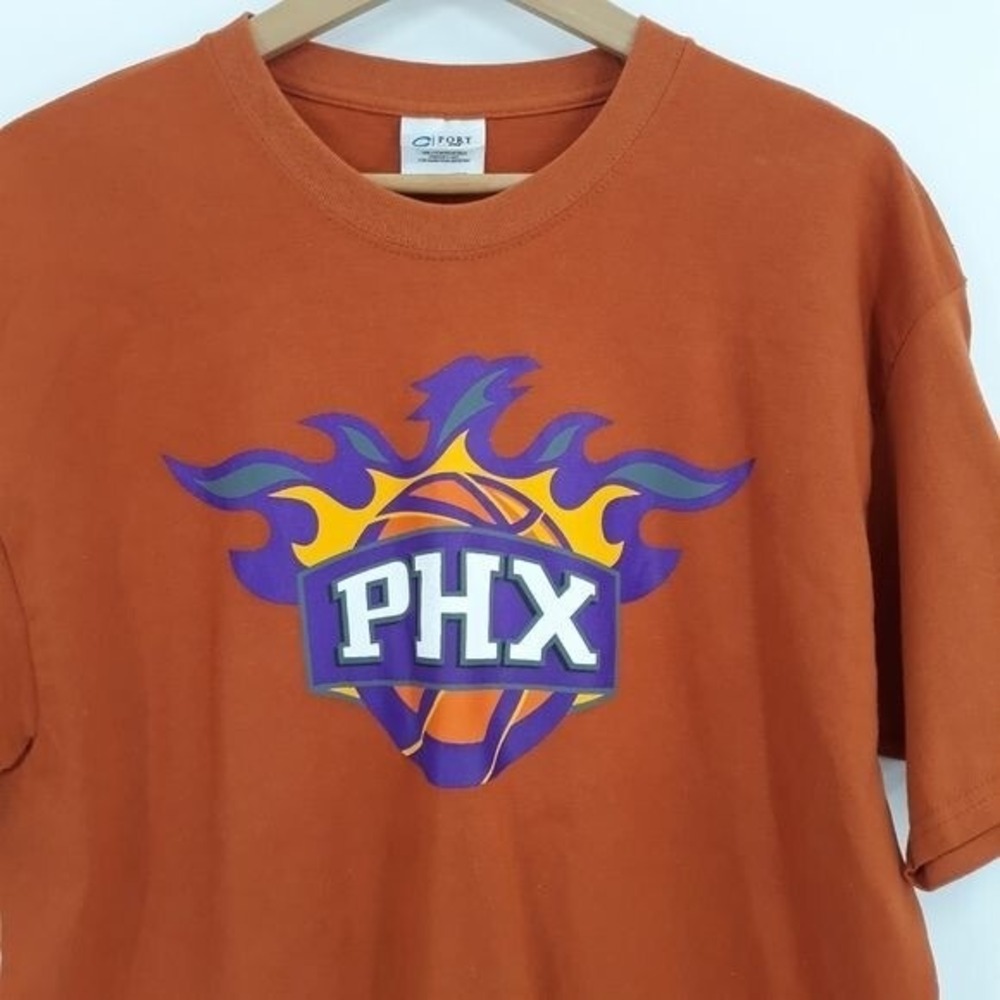 Vintage 90's Phoenix Suns T-shirt Sz L Orange‎ Flame Emblem Coors Light Logo